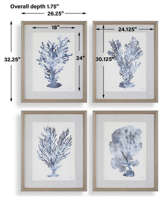 Uttermost Shibori Coral Framed Prints Set of 4