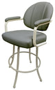 Swivel Counter Metal Pub Set - M-70 Stools 26" or 30", Grey Vinyl - Beige, 26", Crackle Glass