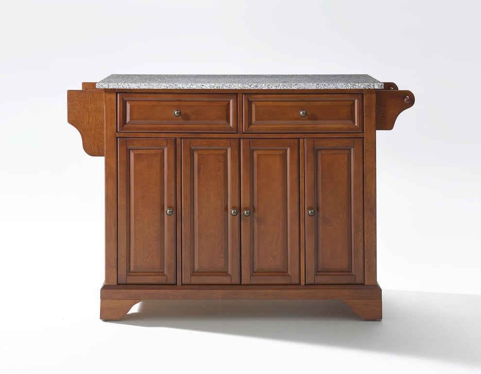 Crosley Furniture LaFayette Wood Kitchen Island in Cherry & Gray