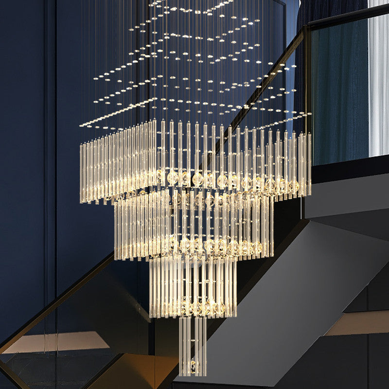 Tourrette-Levens | Modern Crystal LED Ceiling Chandelier with Square Base, 9 Lights, Warm Light