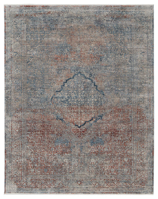 Gilford Transitional Medallion, Blue/Red/Gray, 12'x15' Area Rug