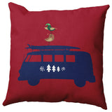 Christmas Surf Bird Accent Pillow, Haute Red, 18"x18"