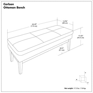 Carlson SOLID HARDWOOD Ottoman Bench, Distressed Black
