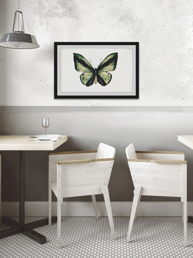 "Hunter Green Butterfly" Framed Painting Print, 18"x12"