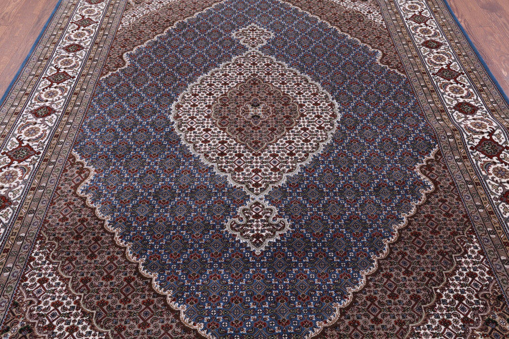 8' 0" X 10' 2" Wool and Silk Persian Tabriz Handmade Rug Q8909