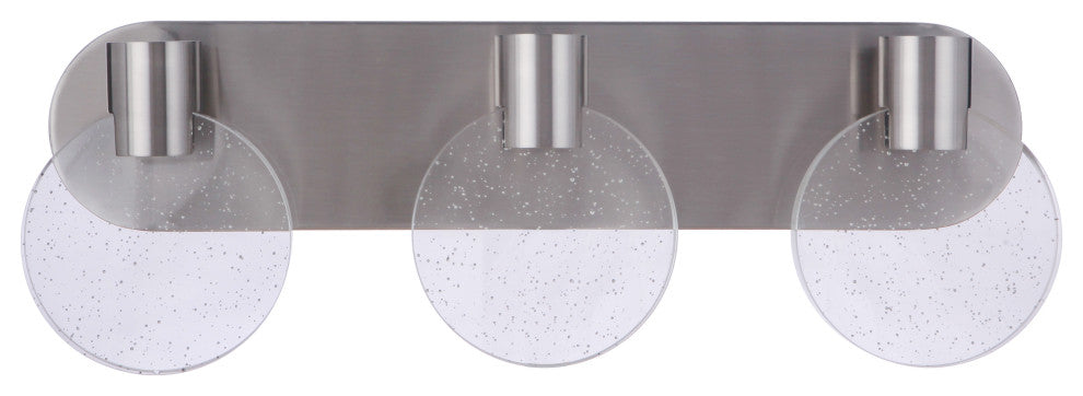 Craftmade Glisten 3 Light LED Vanity, Brushed Polished Nickel