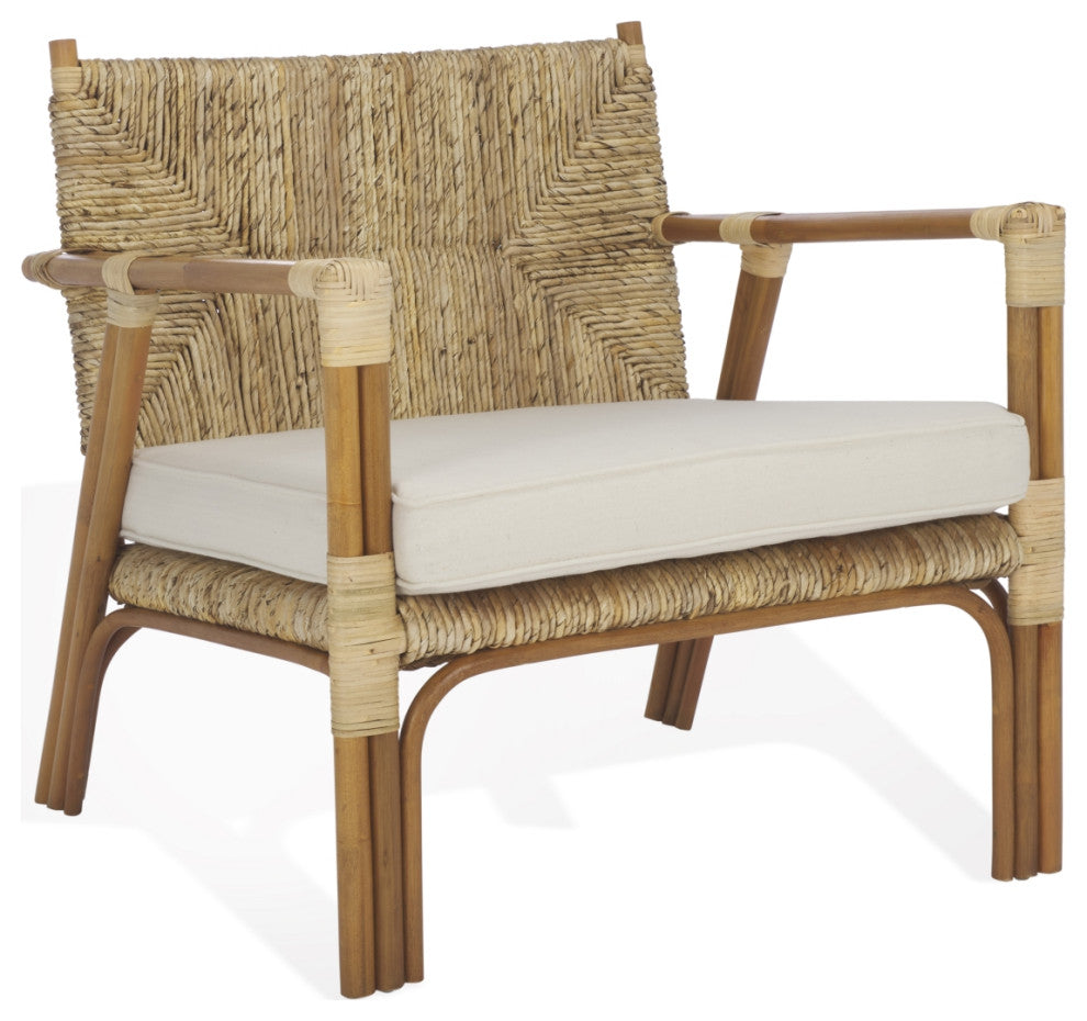 Safavieh Couture Elexa Banana Weaving Accent Chair, Natural/White