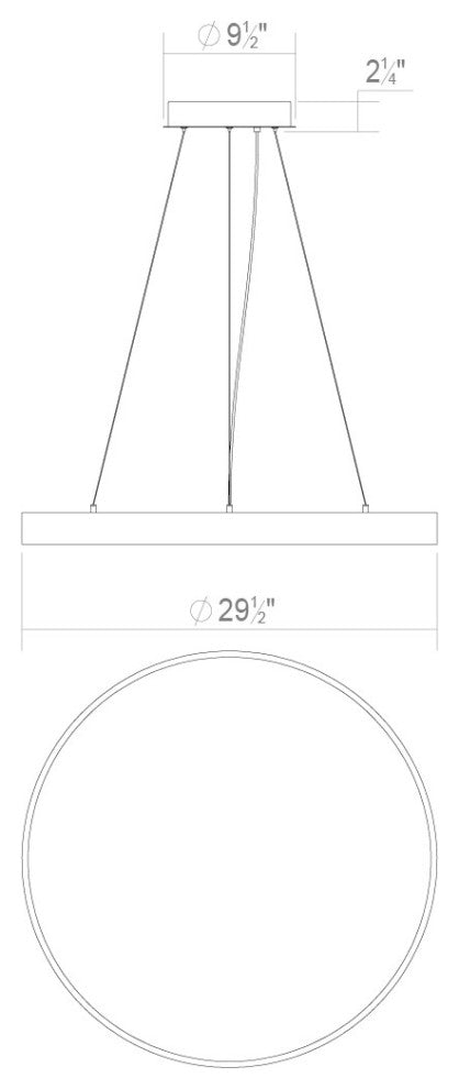 Sonneman 3745-30-30 Pi 30"W LED Suspension Pendant - 3000K - Satin Black