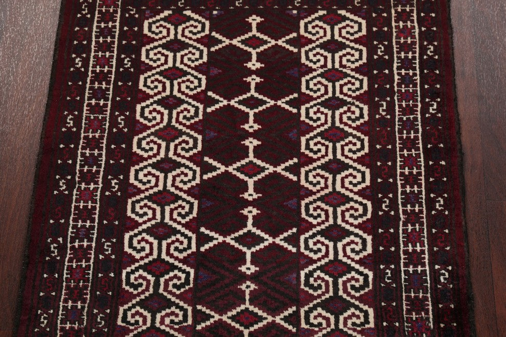 Balouch Geometric Handmade Wool Traditional Persian Oriental Area Rug, 3'8"X2'9"