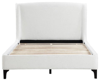 Coaster Mosby Fabric Upholstered Curved Headboard Eastern King Bed in White