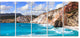 Greek Islands Scenic Beaches, Landscape Canvas Art Print, 60"x28", 5 Panels