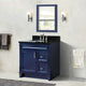 37" Single Sink Vanity, Blue Finish With Black Galaxy Granite