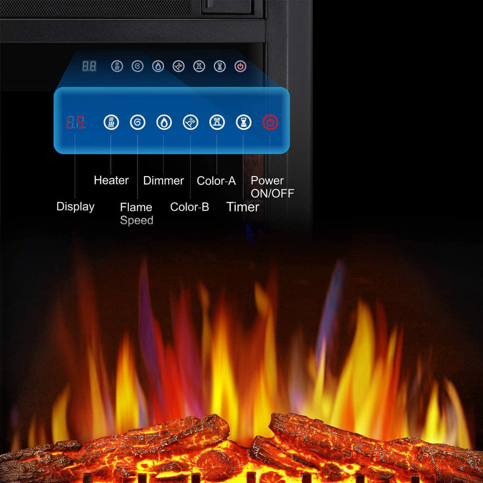 36" Electric Fireplace Insert, Freestanding and Recessed Electric Stove Heater