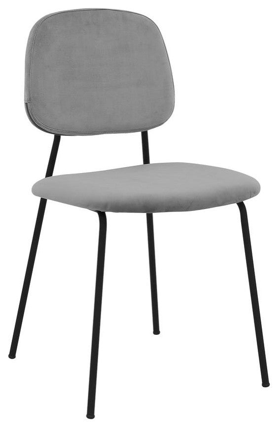Lucy Grey Velvet and Metal Dining Room Chairs - Set of 2