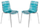 LeisureMod Modern Astor Plastic Dining Chair, Set of 2 Transparent Blue