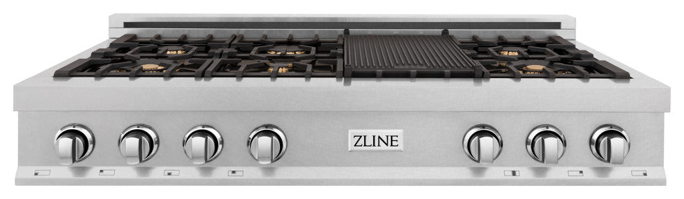 ZLINE 48" Gas Stovetop in Fingerprint Resistant Stainless Steel and Griddle