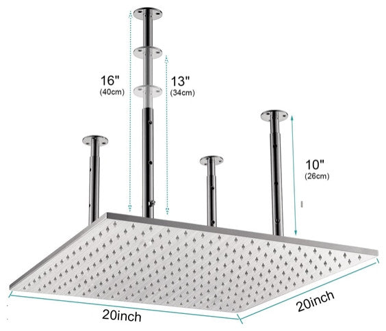 Fontana 20" Thermostatic Rainfall Mist Shower System & Handheld Shower, Chrome