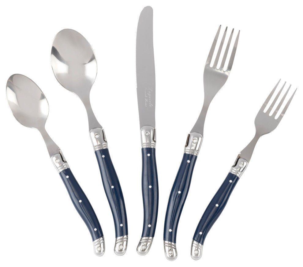 French Home Laguiole 20 Piece Stainless Steel Flatware Set, Service for 4, Navy