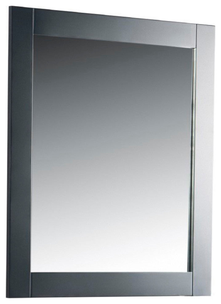 28" Solid Wood Frame Mirror, Dark Gray