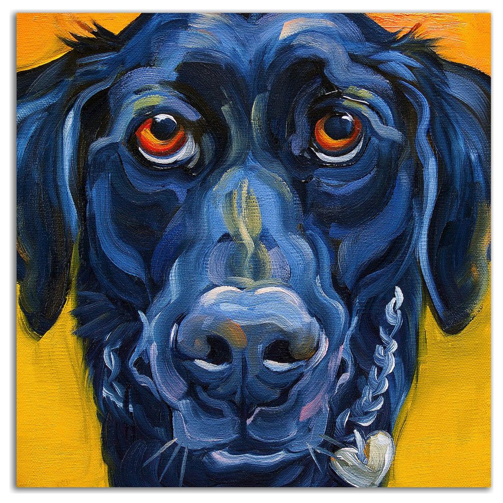 "Black Dog" by CR Townsend, Print on Canvas, 18"x18"
