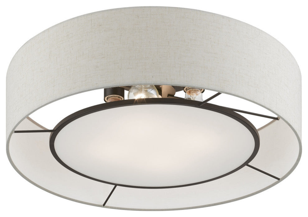 Ellsworth 4 Light English Bronze With Shiny White Accents Semi-Flush