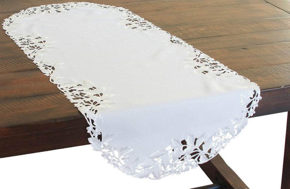 Arietta Embroidered Cutwork Spring Table Runner, 16"x34"