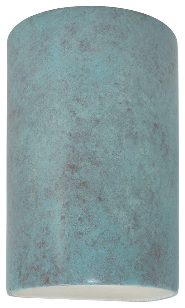 Ambiance, Small ADA Cylinder, Open Top & Bottom Wall Sconce, Verde Patina