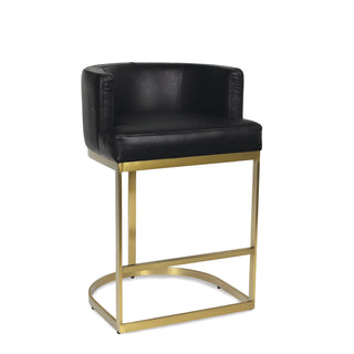 Owen Leather Bar Stool, Modern Black
