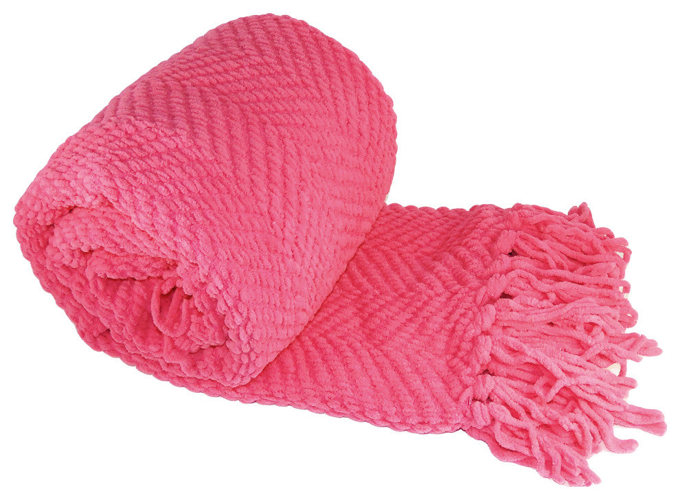 Tweed Knitted Throw Blanket, Camellia Rose, 60"x80"
