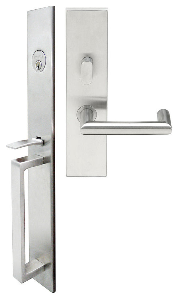 Stuttgart Lever, Mortise Entry Handleset, Right Hand, Satin Stainless Steel