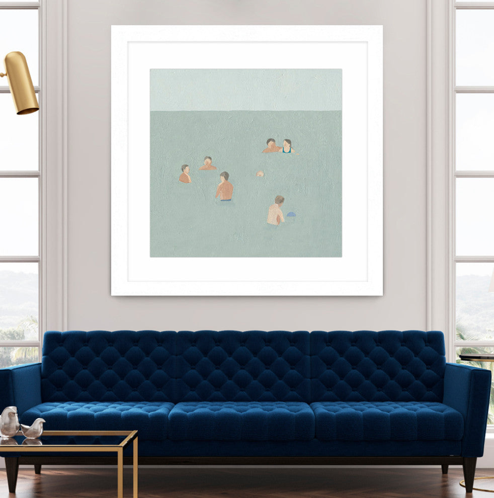 "The Swimmers II" Matted and Framed, 36" x 36"