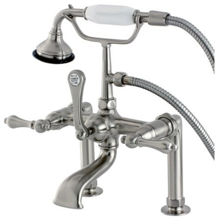 Aqua Vintage Deck Mount Clawfoot Tub Faucet, Brushed Nickel