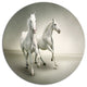 Fast Moving White Horses, Animal Round Wall Art, 23"