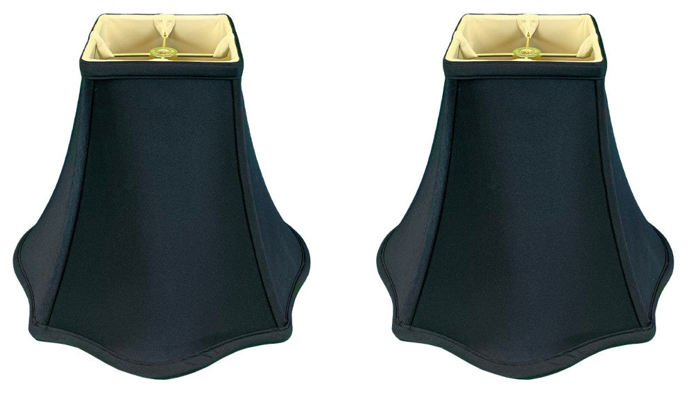 Royal Designs Fancy Square Bell Basic Lamp Shade, Black, 5x12x9.75, Set of 2