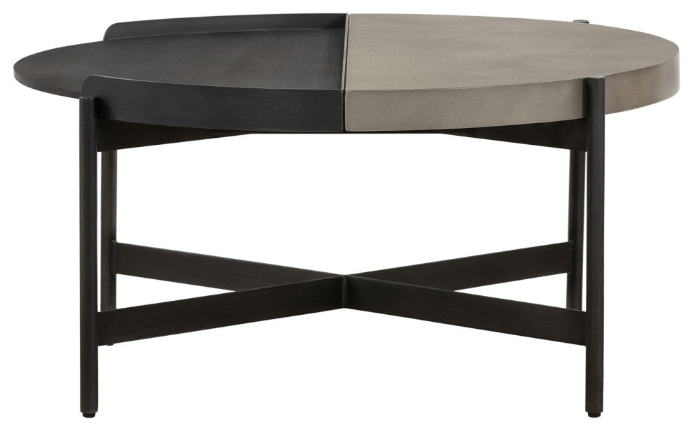 Dua Concrete and Metal Round Modern Coffee Table