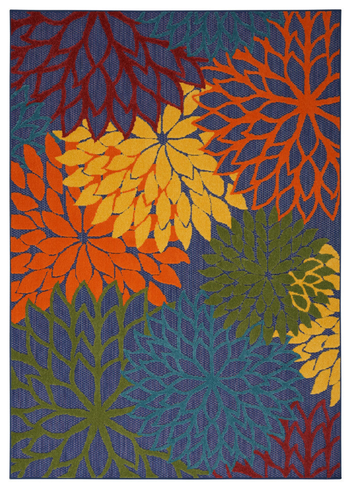 Nourison Aloha 5'3" x 7'5" Navy Multicolor Outdoor Rug