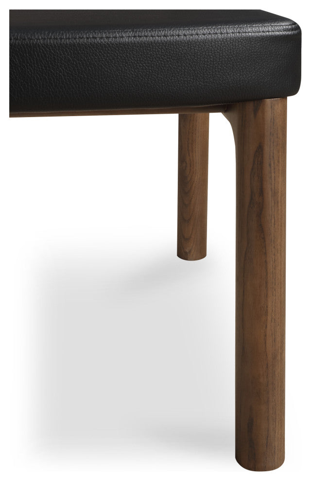 Kerr Dining Chair Walnut Stained Black Vegan Leather-Set of Two