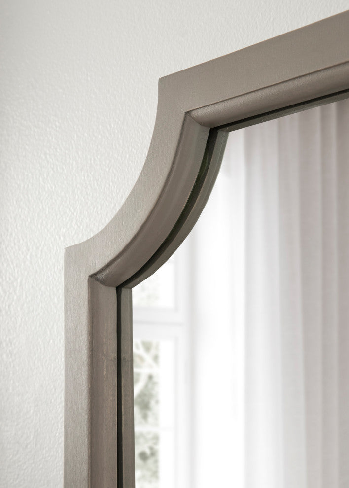 Hogan Framed Scallop Wall Mirror, Gray 16x48