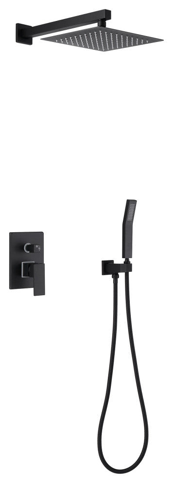 Wall Mounted Pressure Balanced Complete Shower System With Rough-In Valve, Matte