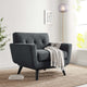 Armchair Accent Chair, Charcoal Gray, Fabric, Modern, Mid Century Lounge