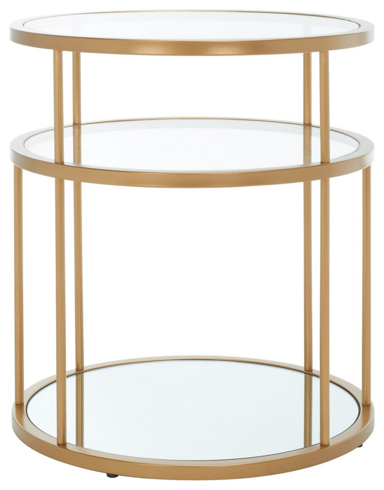 Safavieh Layta 3 Shelf Accent Table, Gold/Clear