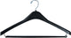 Heavy-Duty Countoured Black Plastic Coat Hanger, Box of 12