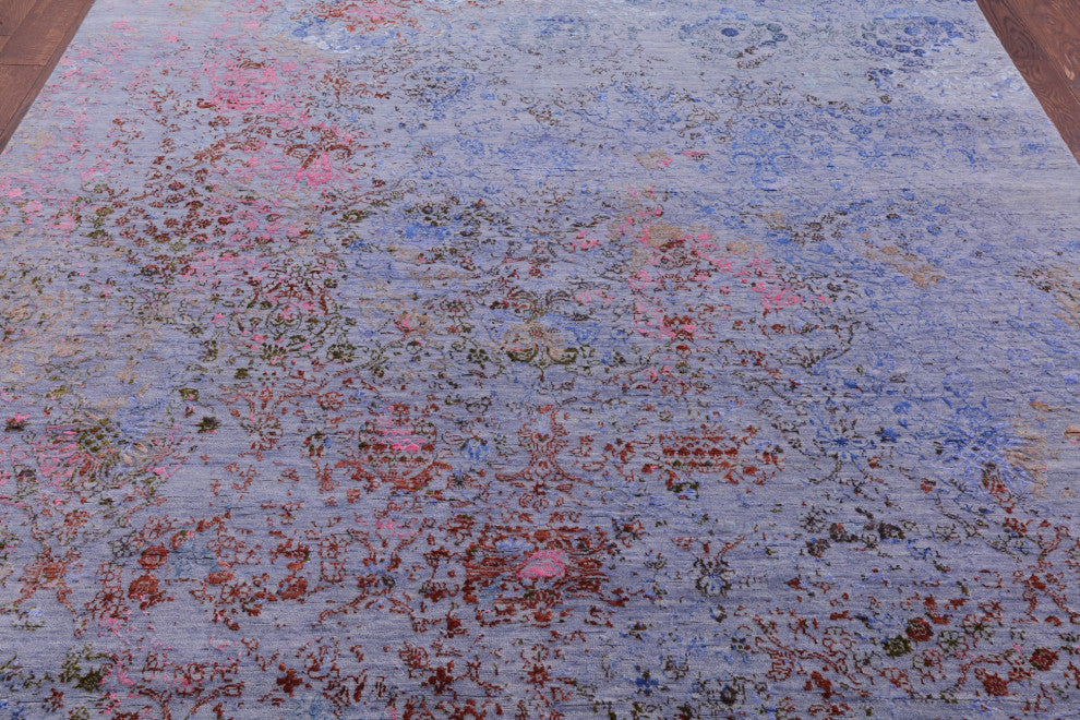 7' 11" X 10' 5" Wool and Silk Modern Handmade Rug Q9260