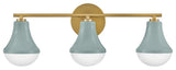 Lark Haddie 24" Modern Three-Light Bath Vanity, Seafoam + Lacquered Brass