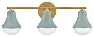 Lark Haddie 24" Modern Three-Light Bath Vanity, Seafoam + Lacquered Brass