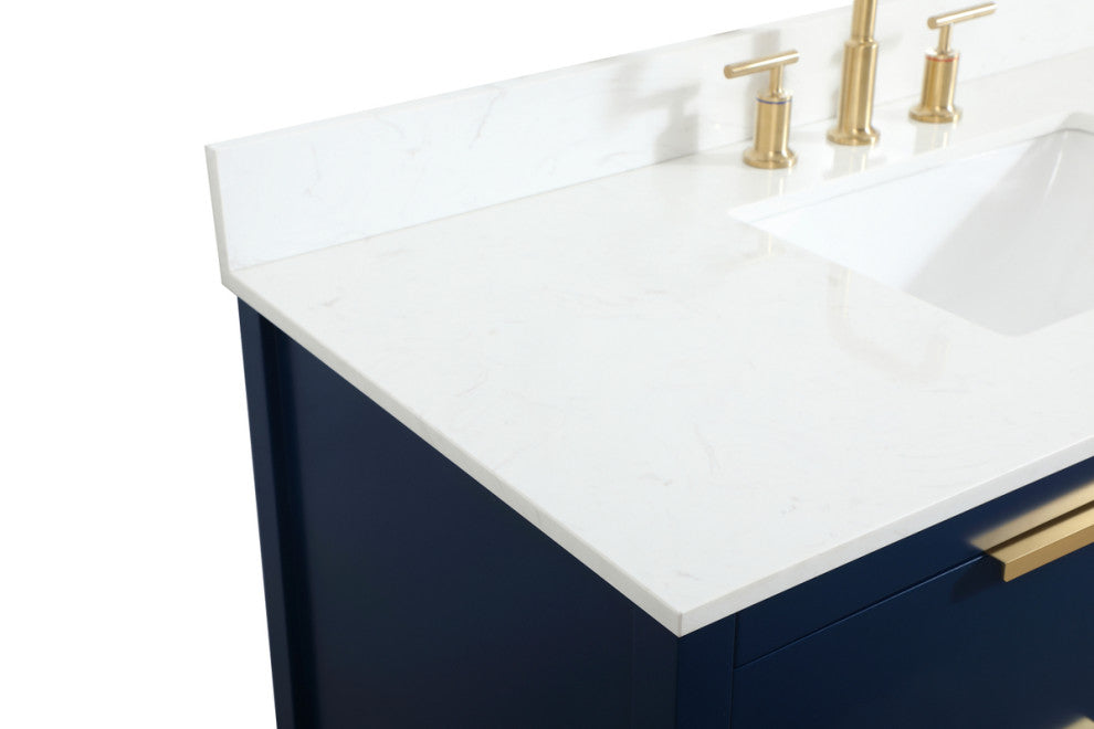 48" Single Bathroom Vanity, Blue, With Backsplash