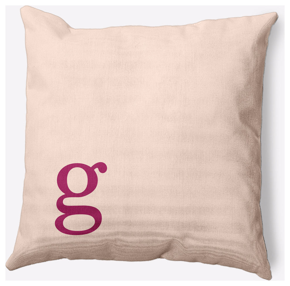 20" x 20" Modern Monogram Indoor/Outdoor Polyester Throw Pillow, Dusty Rose