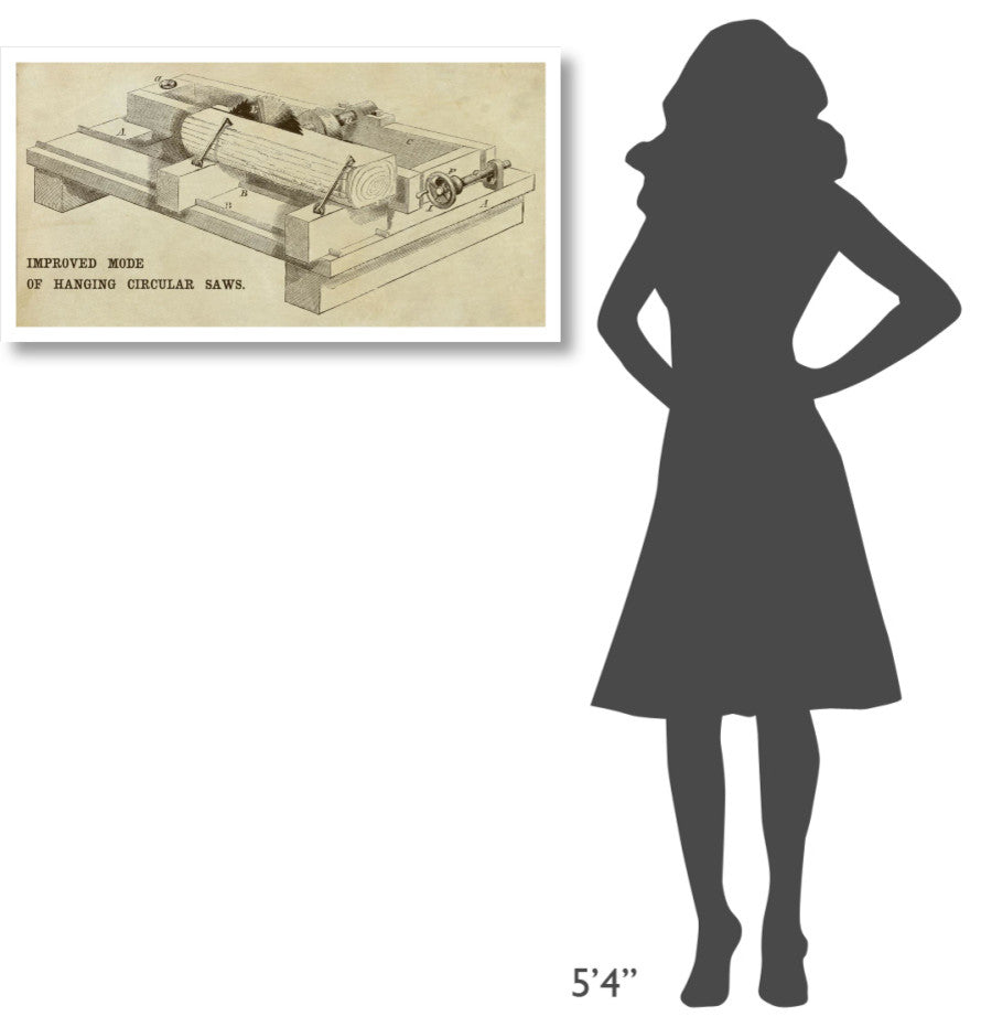 "Improved Mode of Hanging Circular Saws" Paper Print by Inventions, 38"x20"