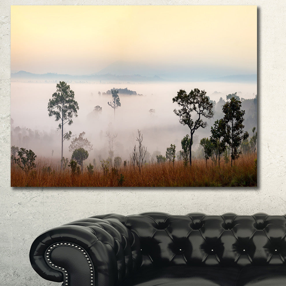 Misty Morning Panorama, Landscape Canvas Art Print, 60x40