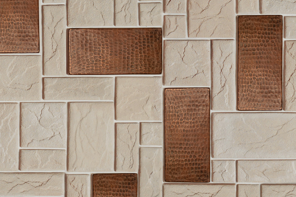 Hammered Copper Tile, 3"x6", Single